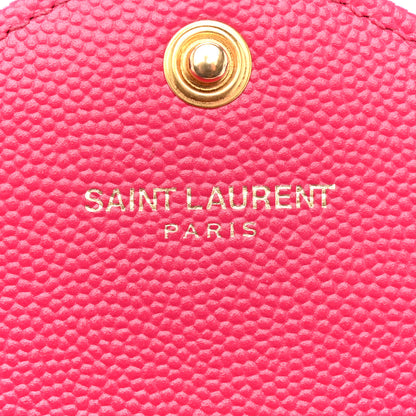 Saint Laurent Grain De Poudre Matelasse Chevron Monogram Envelope Chain Wallet Bubblegum 6 of 15