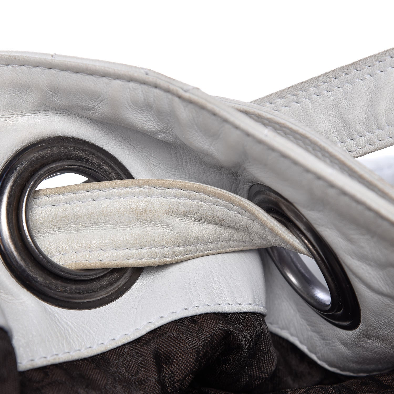 Christian Dior Lambskin Cannage Drawstring Bag White 11 of 24