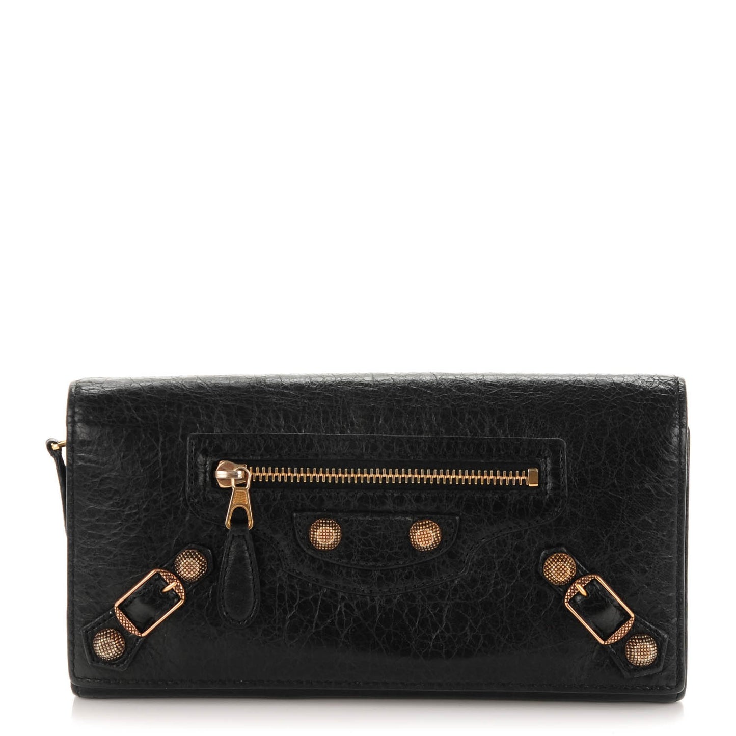 Agneau Giant 12 Rose Gold Hardware Money Wallet Black