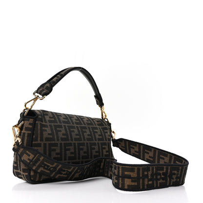 Fendi Fabric Jacquard FF 1974 Medium Baguette Tobacco Moro Black 3 of 9