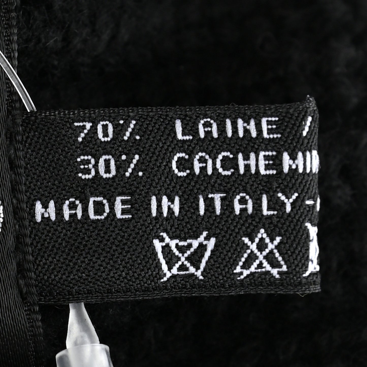 Wool Cashmere CC Beanie Hat Black White