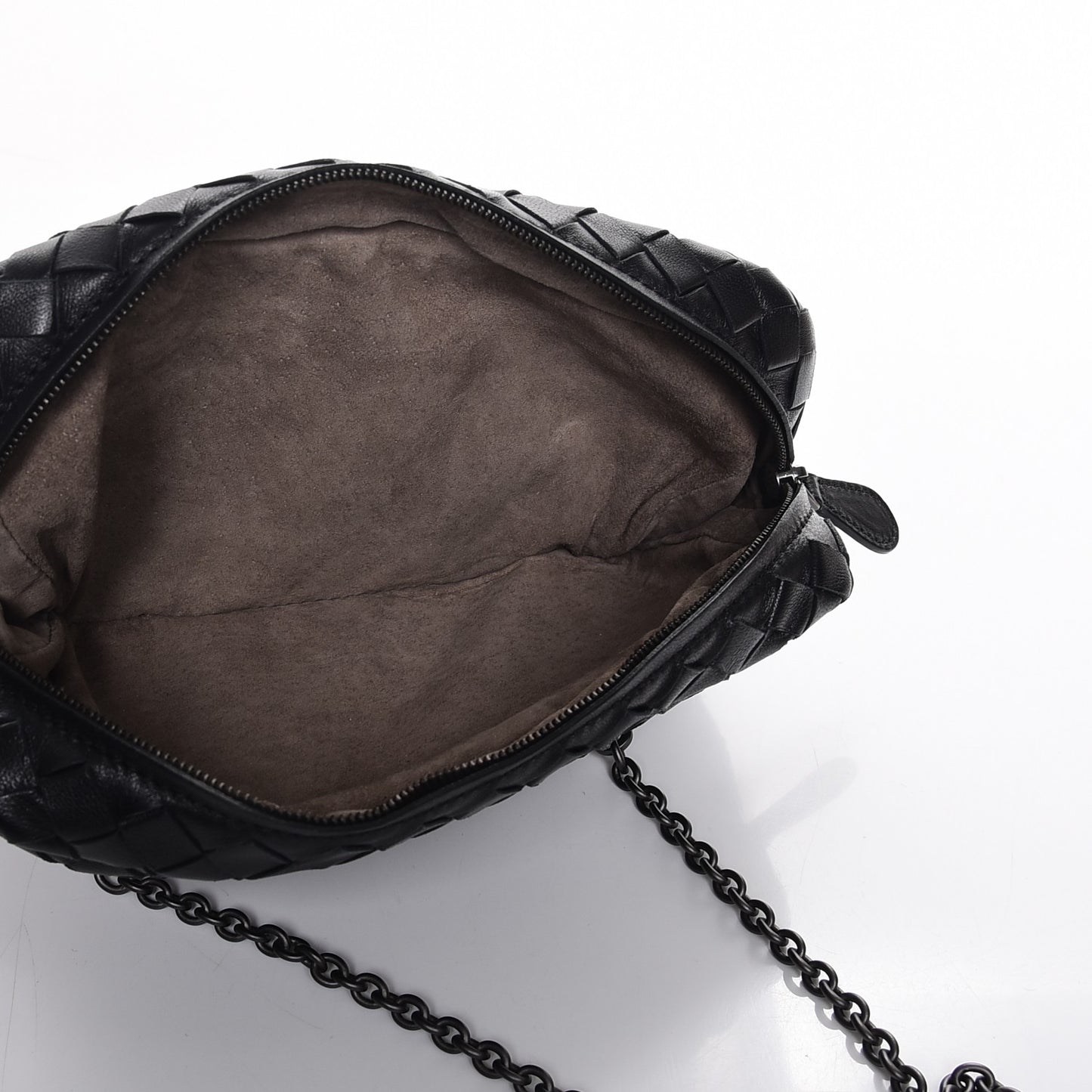 Nappa Intrecciato Small Chain Crossbody Black