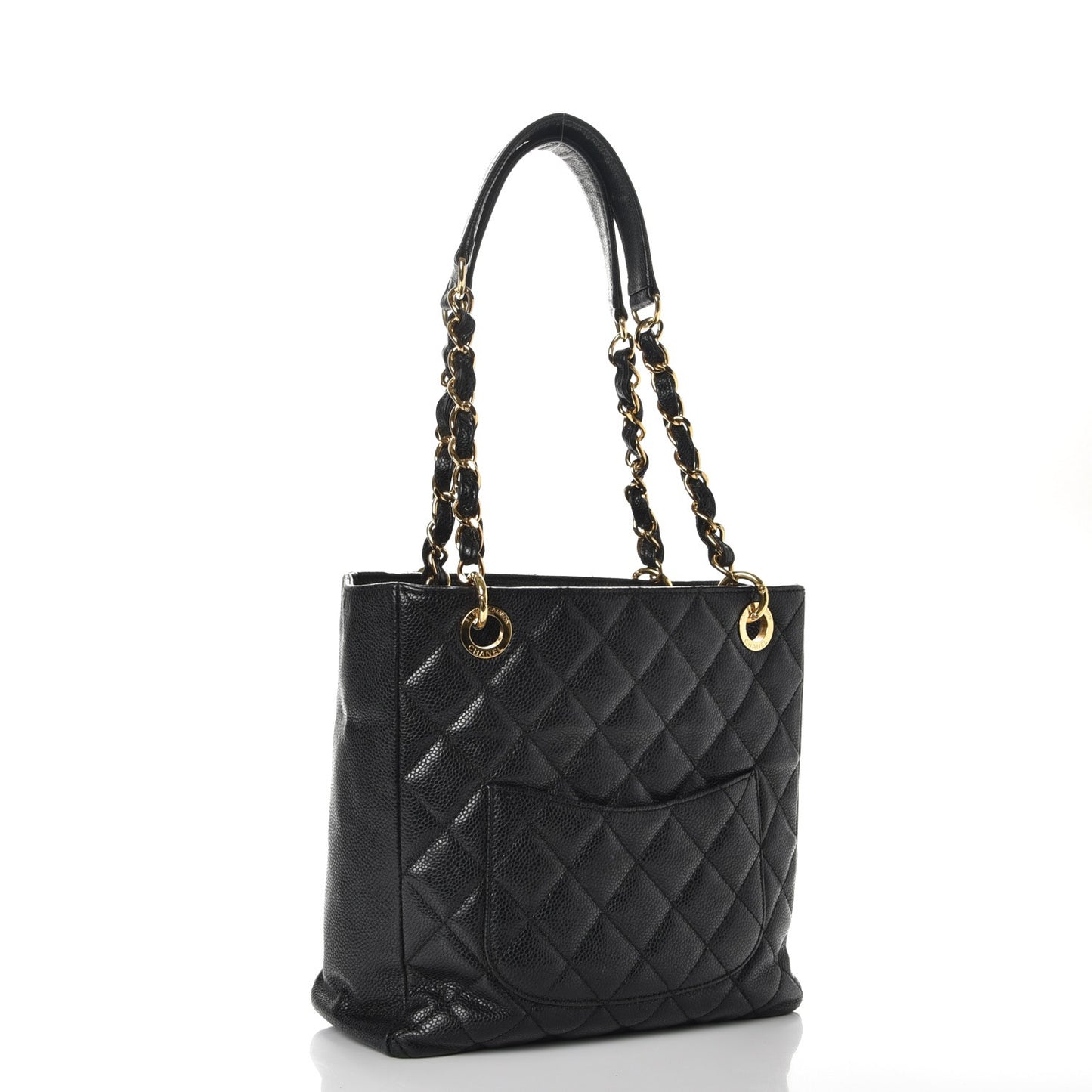 Caviar Quilted Petit Shopping Tote PST Black