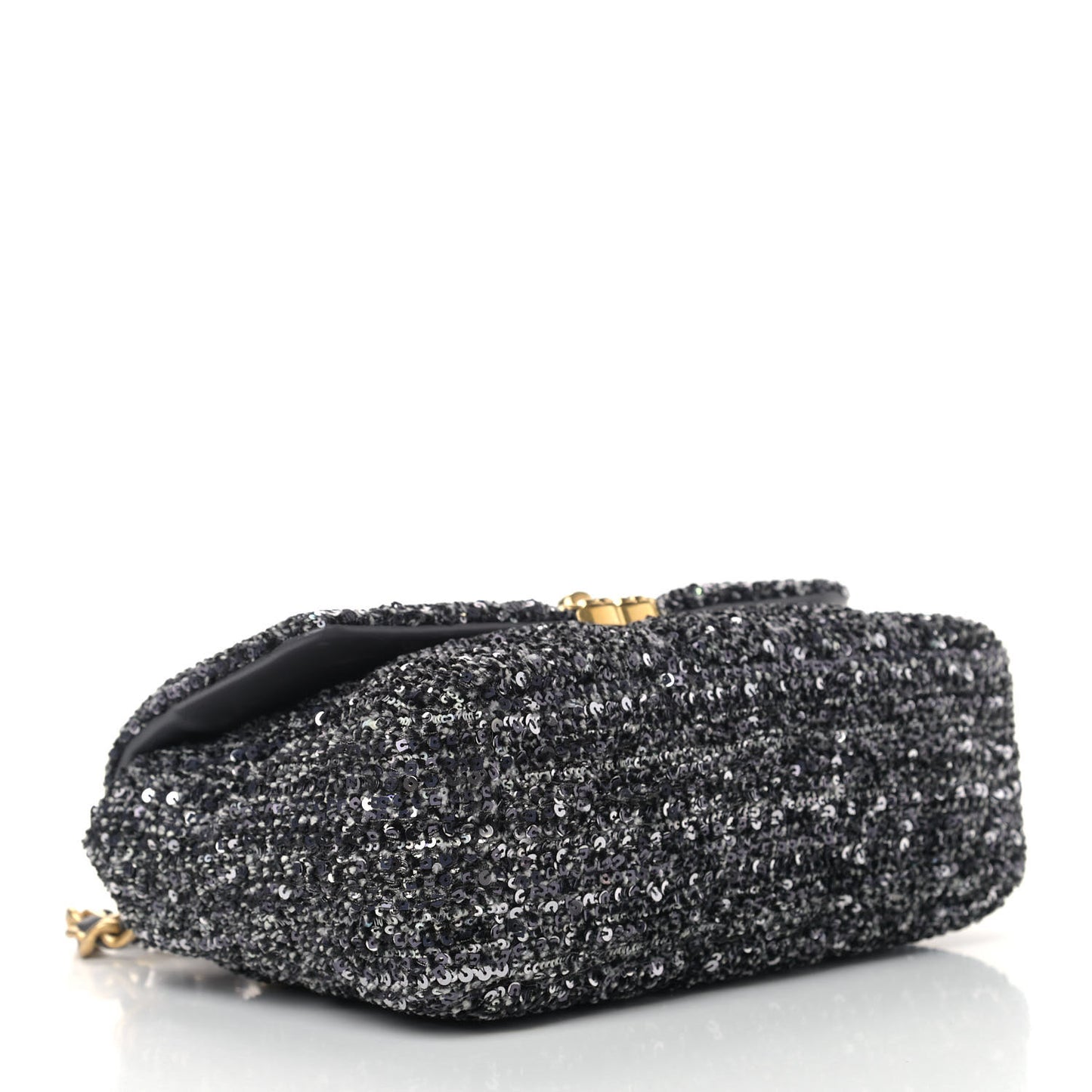 Sequin Quilted Medium Chanel 19 Flap Black Silver