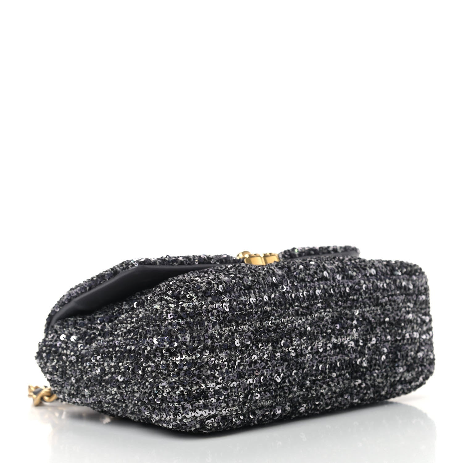 Chanel Sequin Quilted Medium Chanel 19 Flap Black Silver 4 of 9