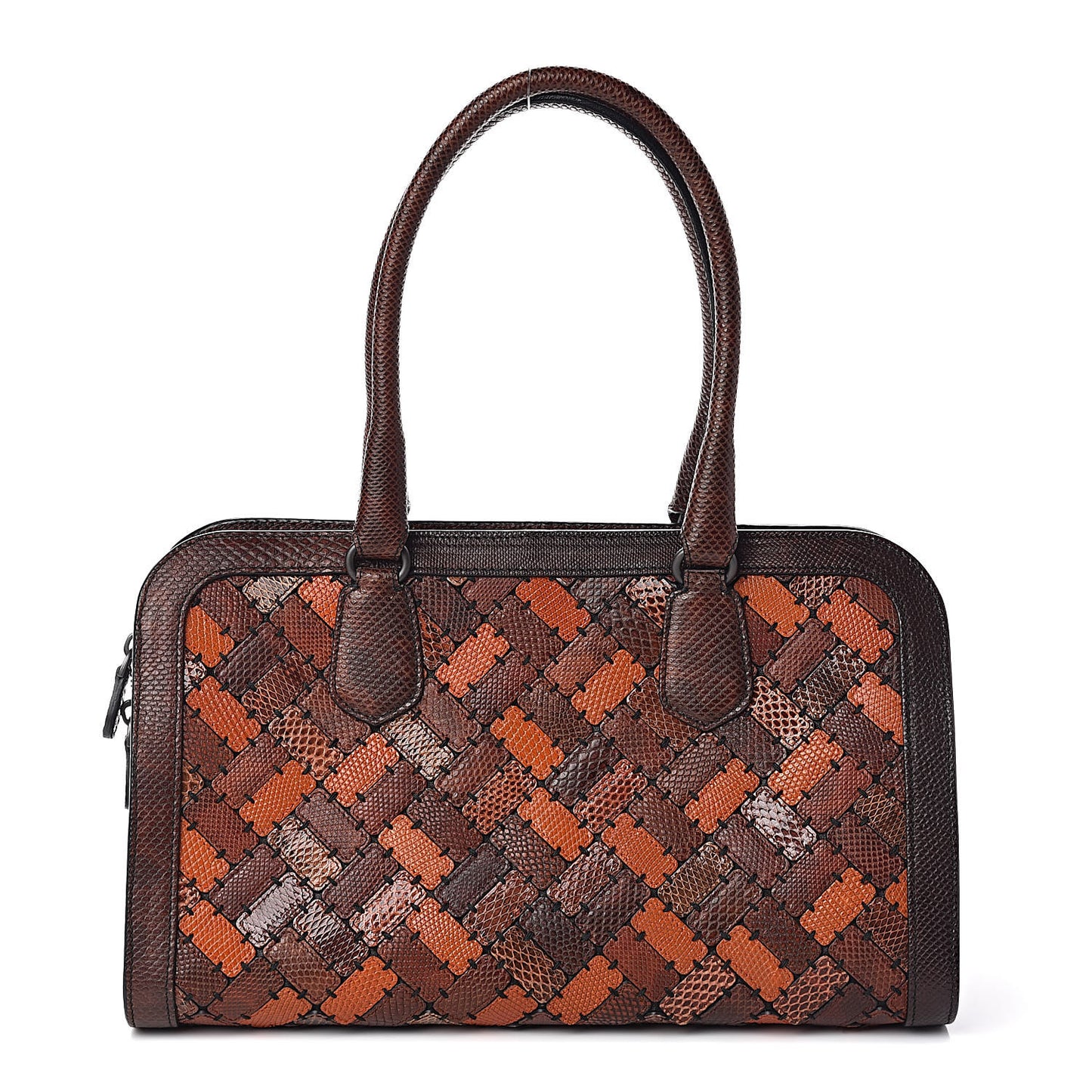 Ayers Karung Intrecciato Patchwork Shoulder Bag Ash Scuro Rust Clay