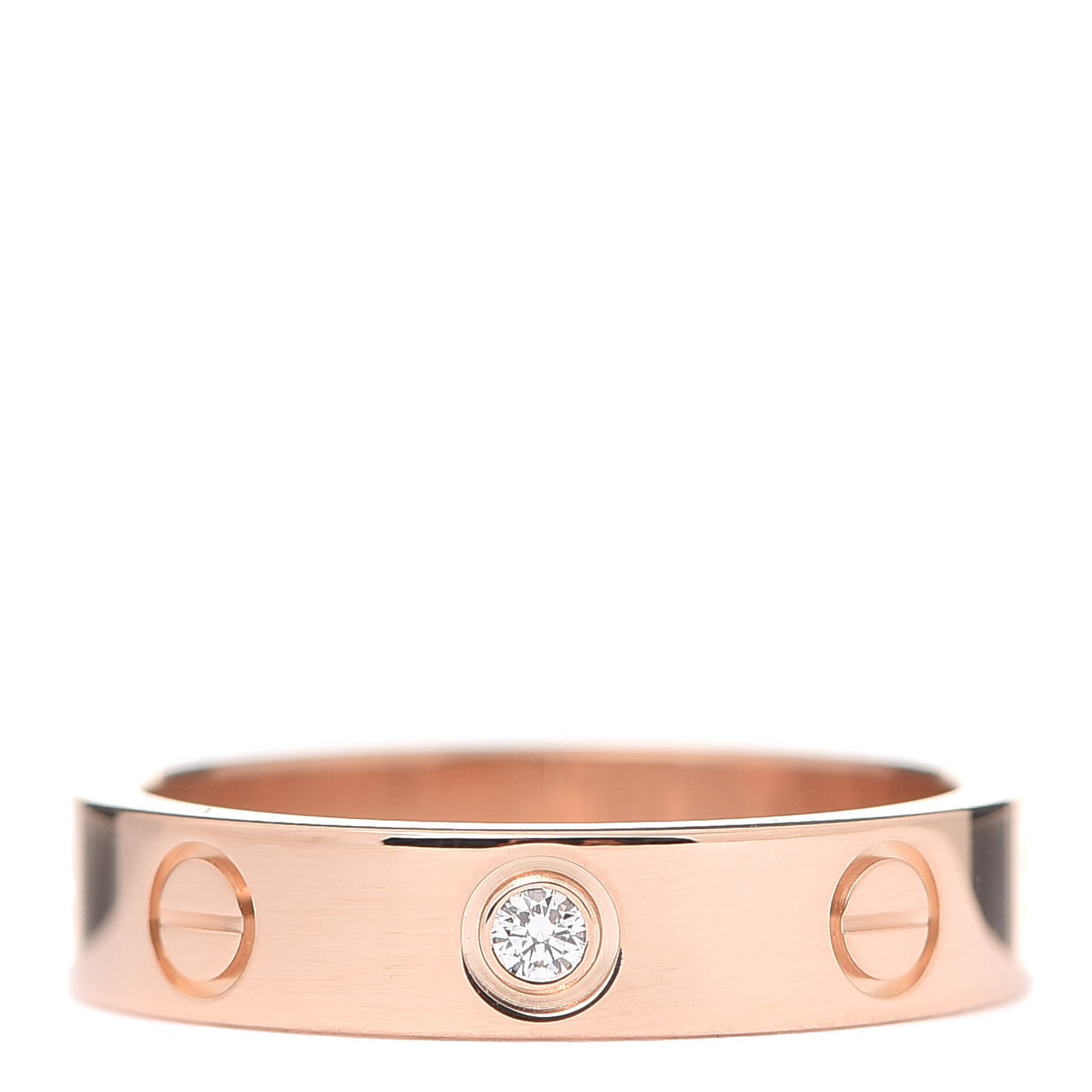 18K Pink Gold Diamond 4mm LOVE Wedding Band Ring 49 4.75