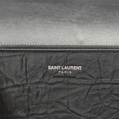Saint Laurent Calfskin Crocodile Embossed Monogram Chain Wallet Black 6 of 6