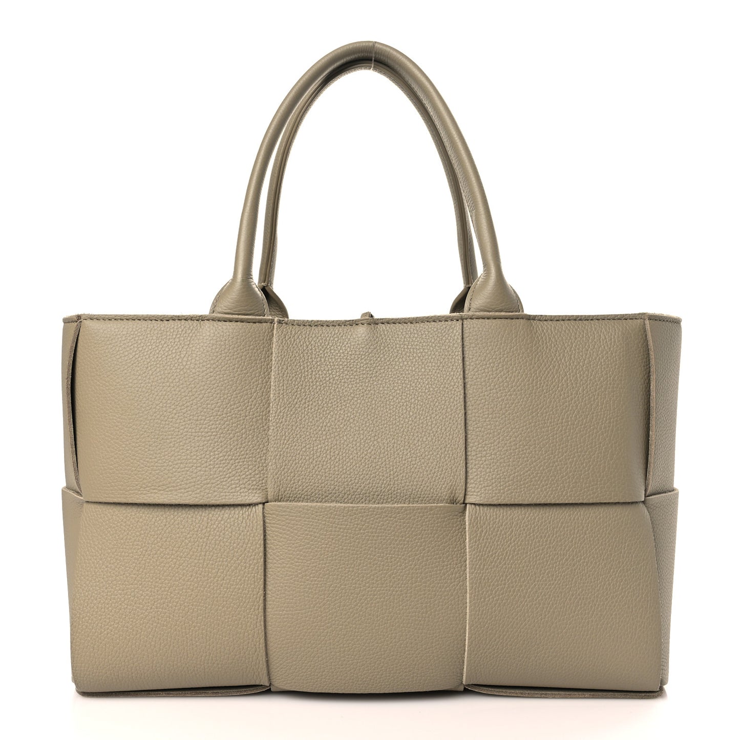 Grained Calfskin Maxi Intrecciato Small Arco Tote Taupe