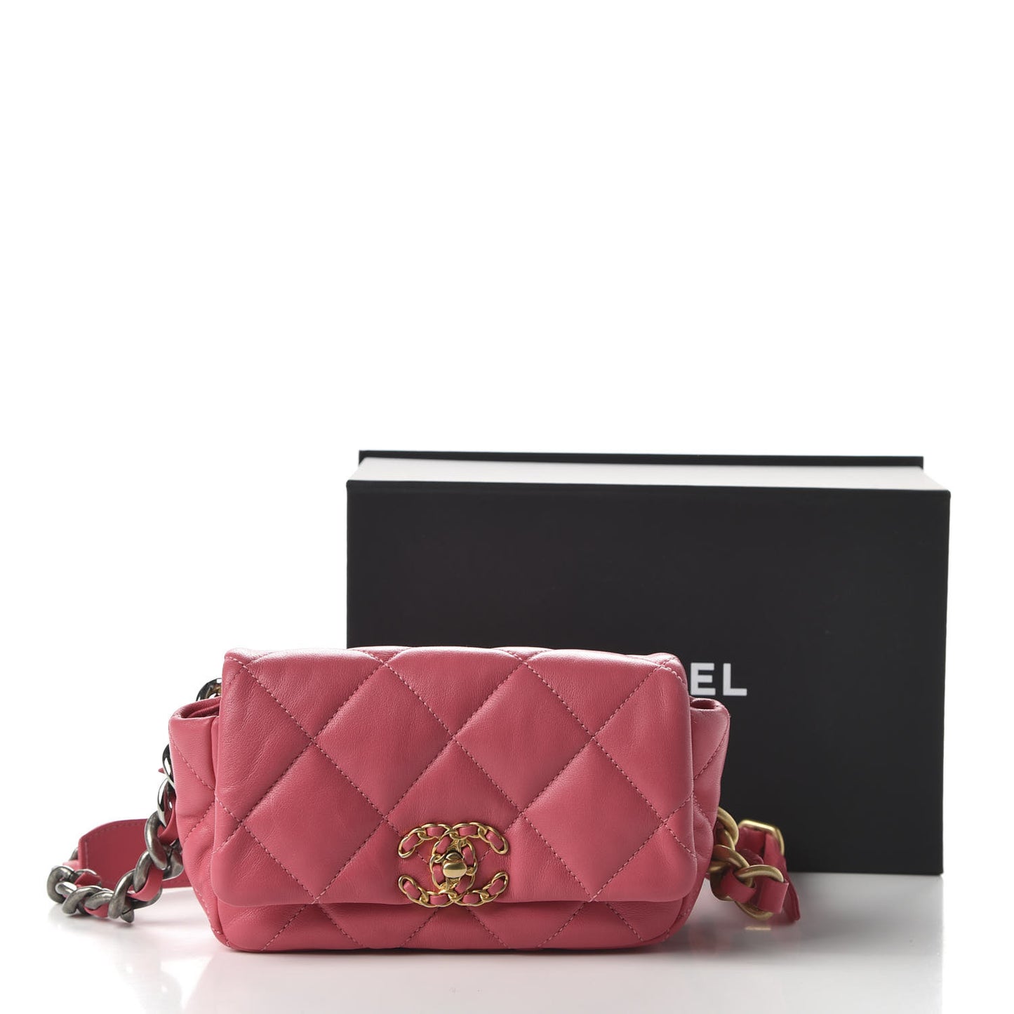 Lambskin Quilted 19 Waist Bag Pink