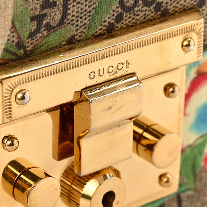 Gucci GG Supreme Monogram Tian Web Medium Padlock Messenger Shoulder Bag Beige Multicolor New Acero 13 of 14