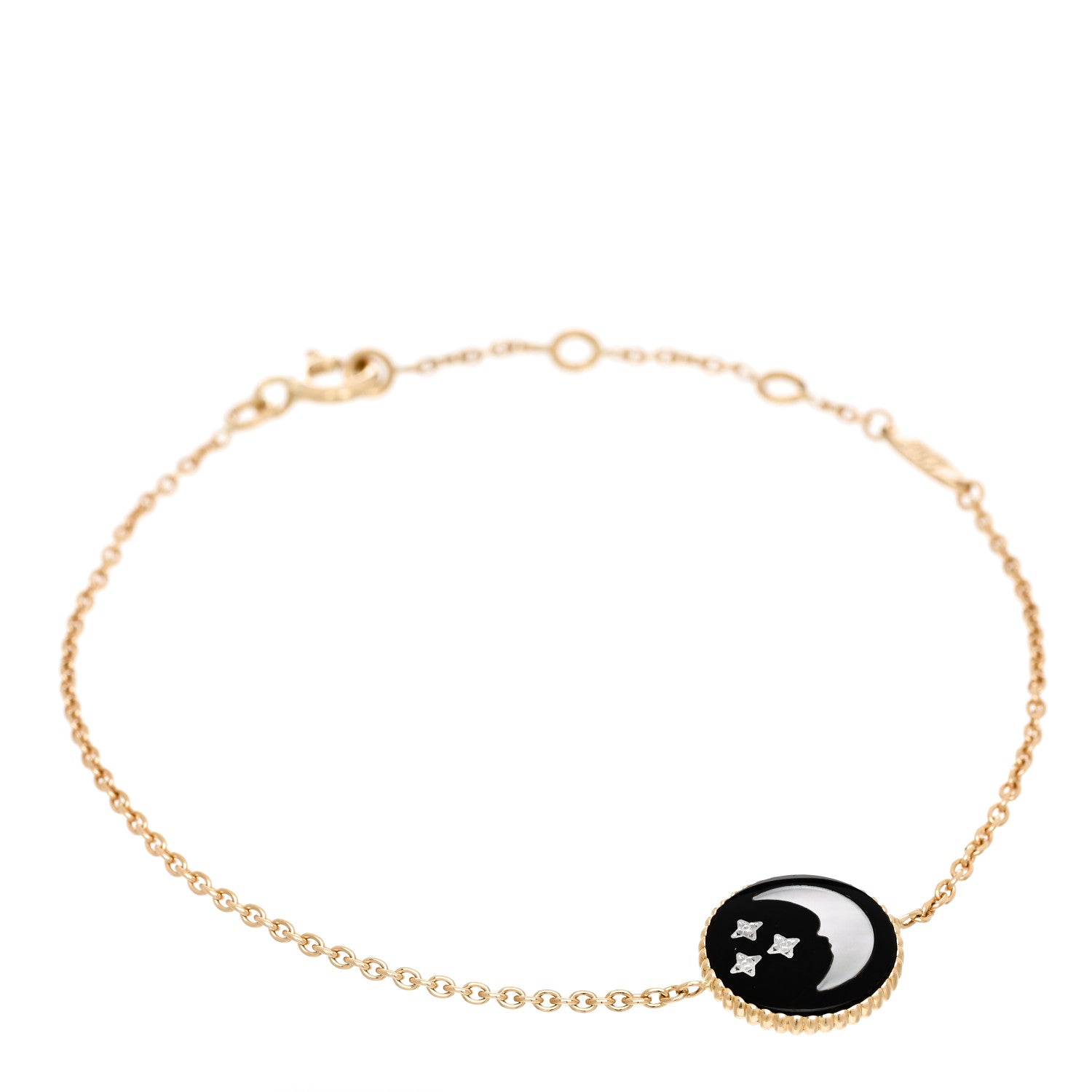 Christian Dior 18K Yellow Gold Diamond Black Onyx Mother of Pearl Rose Celeste Bracelet 2 of 6