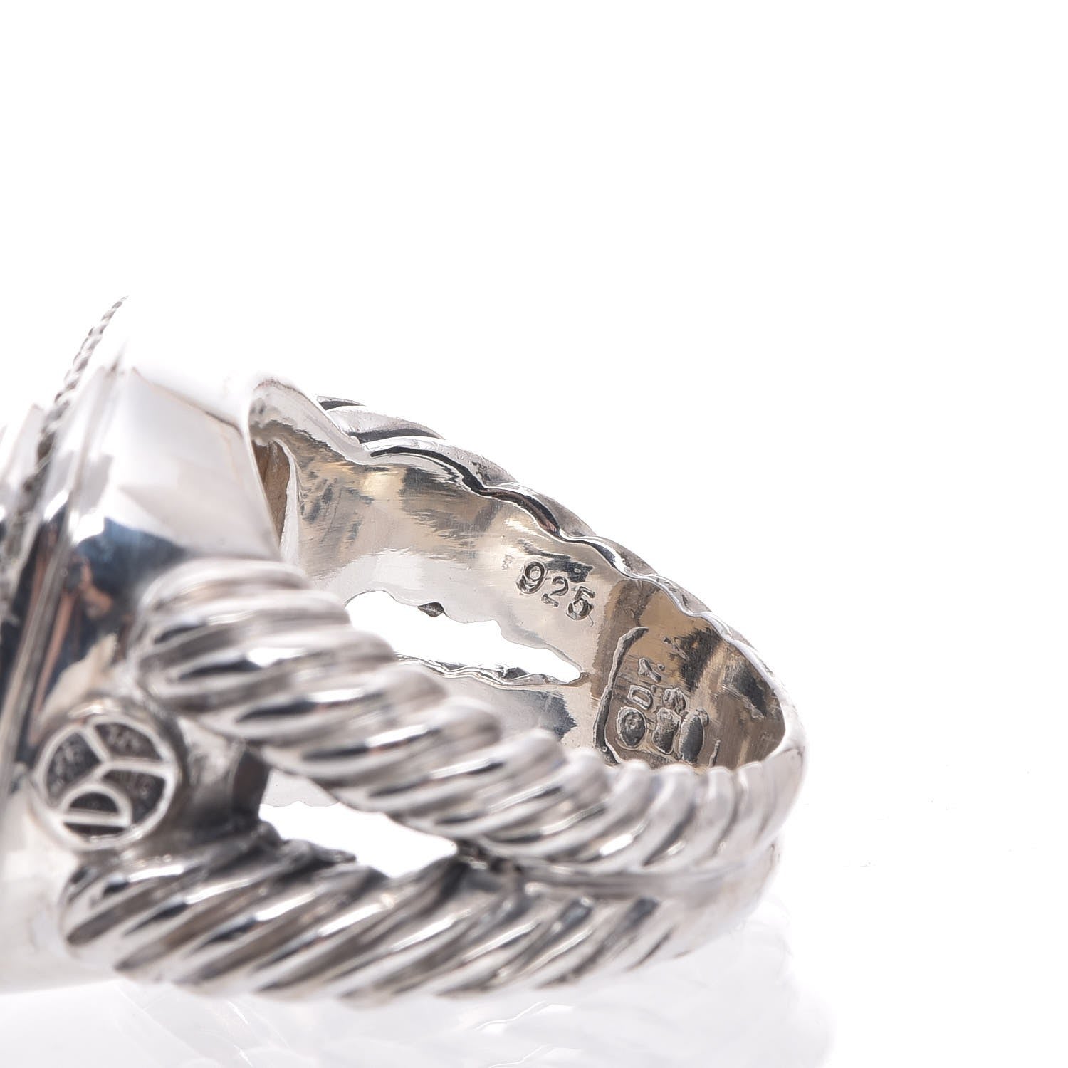 David Yurman Sterling Silver Diamond Champagne Citrine 14mm Albion Ring 52 6 5 of 10
