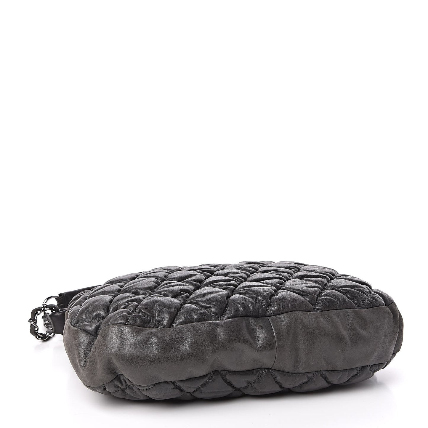 Iridescent Calfskin Bubble Quilt Hobo Grey