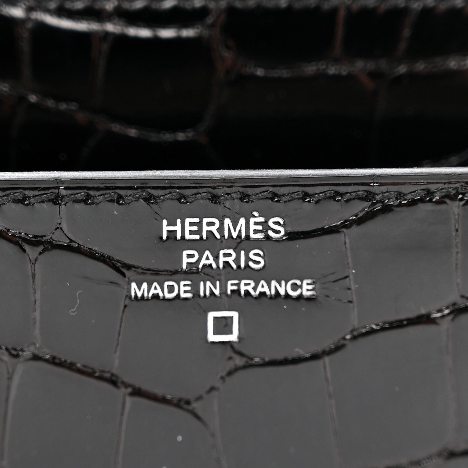 Hermes Shiny Alligator Constance Long Wallet Black 6 of 9