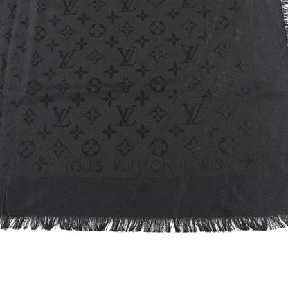 Louis Vuitton Silk Wool Monogram Shawl Black 3 of 3