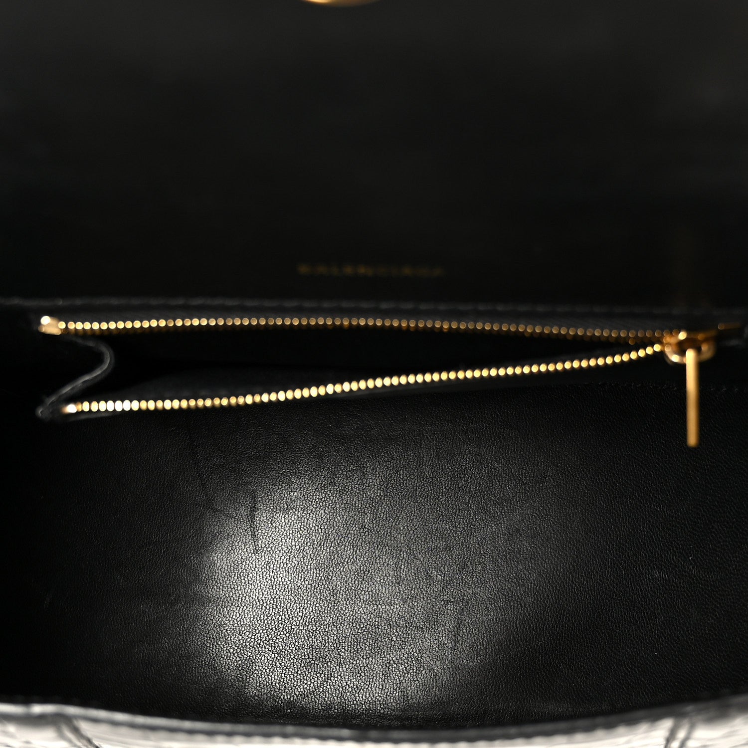 Balenciaga Shiny Calfskin Crocodile Embossed Small Hourglass Top Handle Bag Black 5 of 11