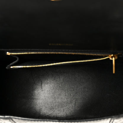 Balenciaga Shiny Calfskin Crocodile Embossed Small Hourglass Top Handle Bag Black 5 of 11