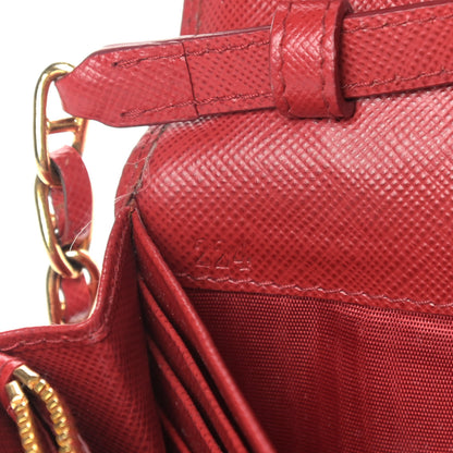 Prada Saffiano Metal Oro Chain Wallet Fuoco 8 of 17