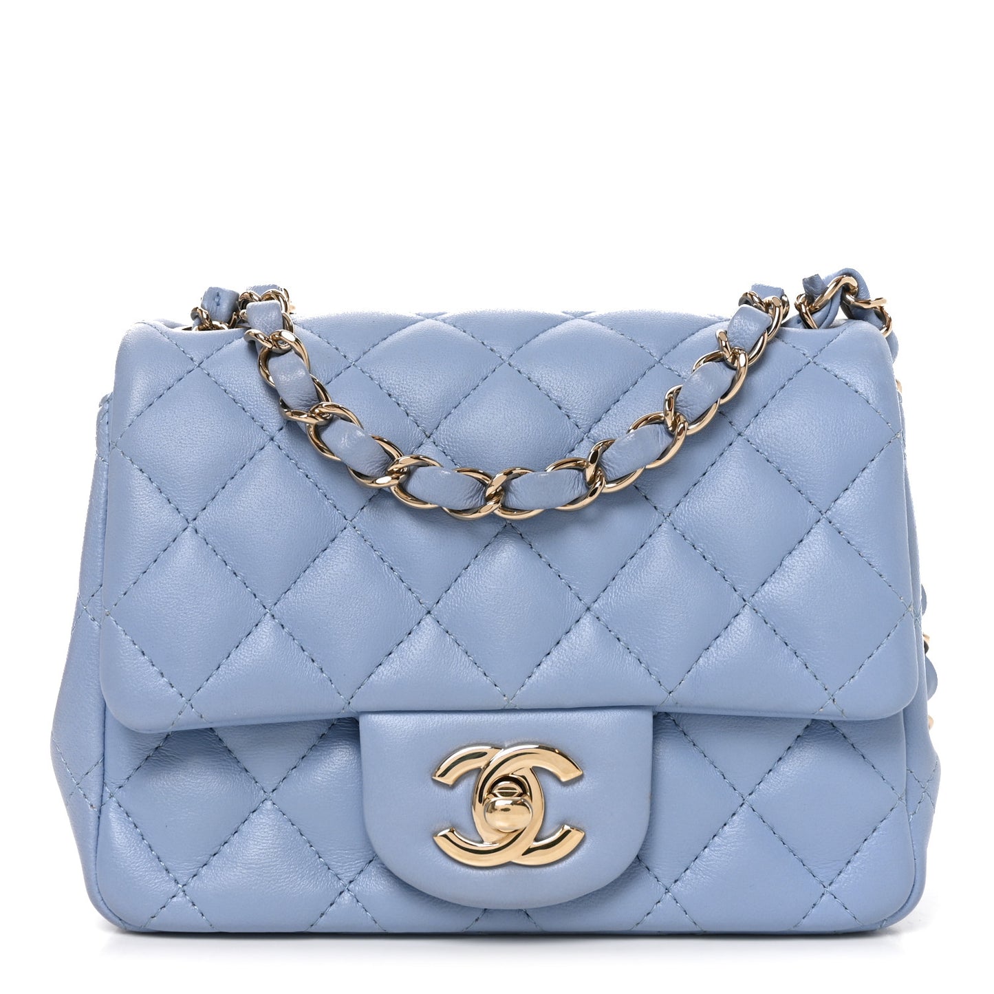 Lambskin Quilted Mini Square Flap Blue