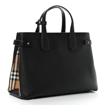 Burberry Derby Calfskin Vintage Check Medium Banner Tote Black 3 of 11
