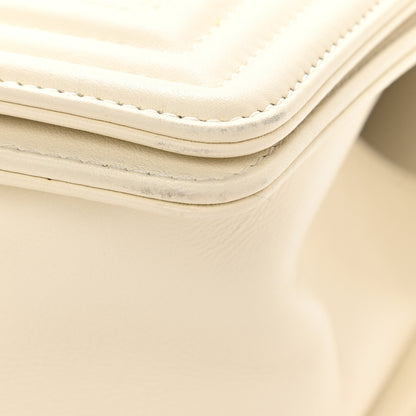 Chanel Calfskin Chevron Quilted Medium Boy Flap Ivory 10 of 12