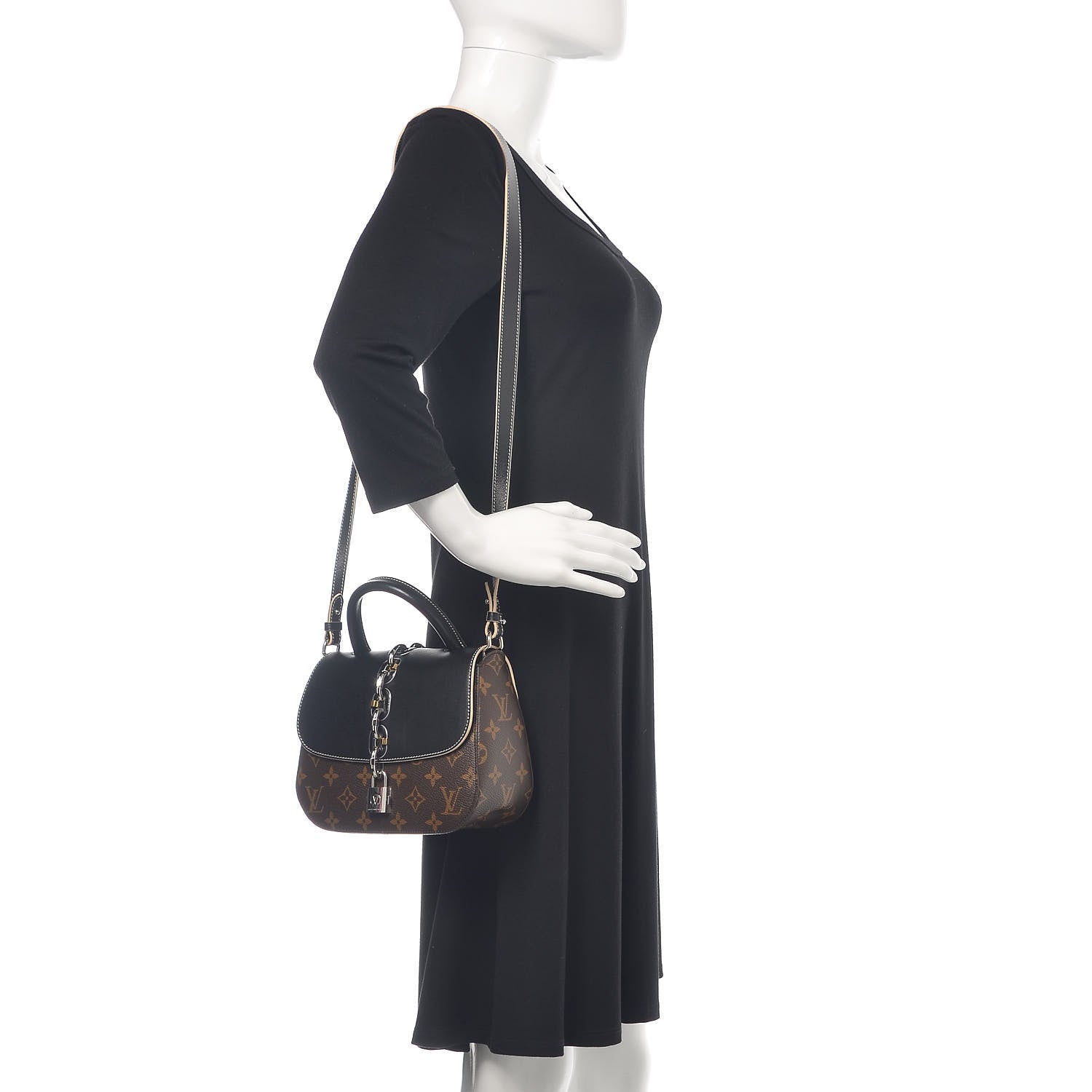 Louis Vuitton Calfskin Monogram Chain It Bag PM Black 2 of 9