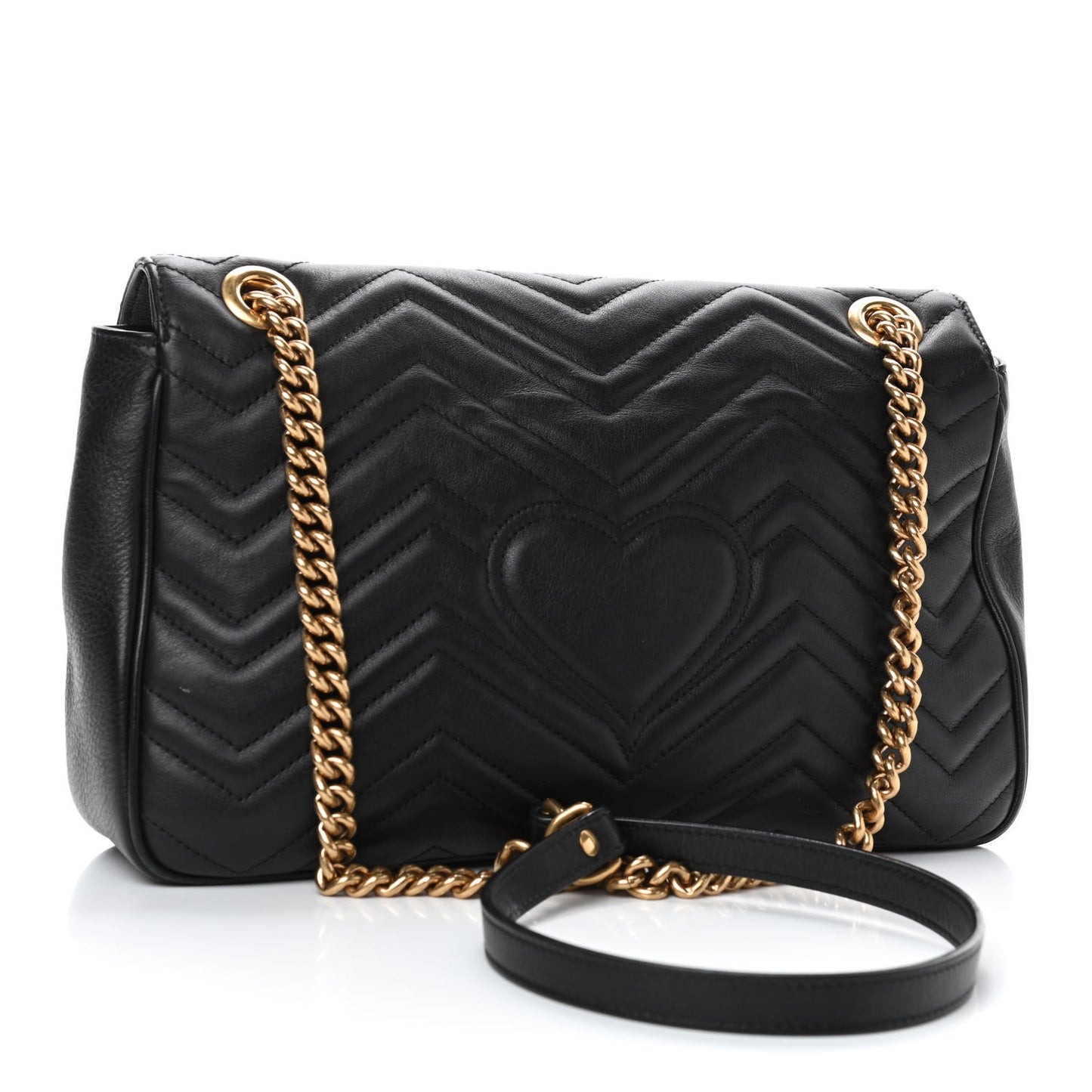 Calfskin Matelasse Medium GG Marmont Shoulder Bag Black
