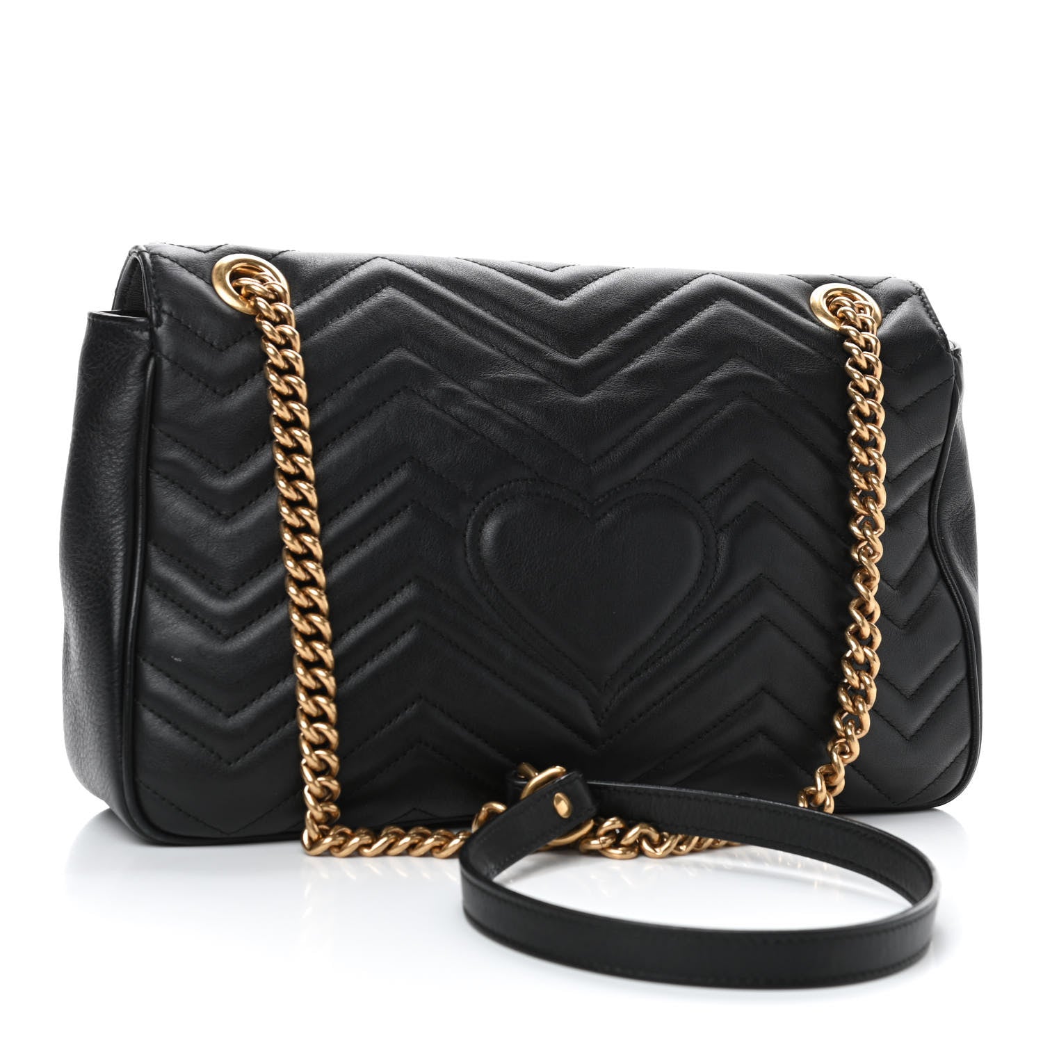 Gucci Calfskin Matelasse Medium GG Marmont Shoulder Bag Black 2 of 4