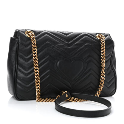 Gucci Calfskin Matelasse Medium GG Marmont Shoulder Bag Black 2 of 4