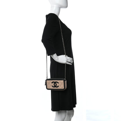 Chanel Caviar Quilted CC Filigree Clutch With Chain Beige Black 3 of 11
