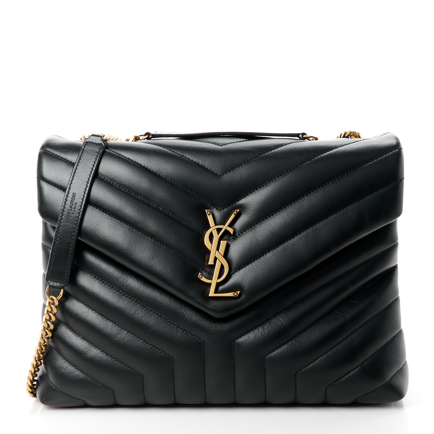 Saint Laurent Calfskin Y Quilted Monogram Medium Loulou Chain Satchel Black 1 of 11