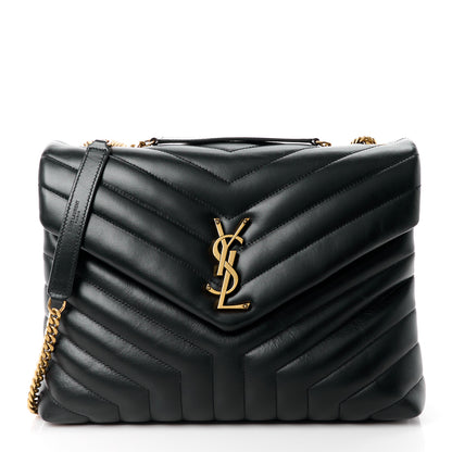 Saint Laurent Calfskin Y Quilted Monogram Medium Loulou Chain Satchel Black 1 of 11