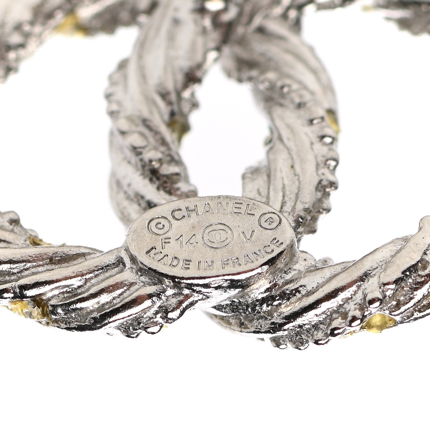 Chanel Crystal Twisted CC Earrings Silver 4 of 5