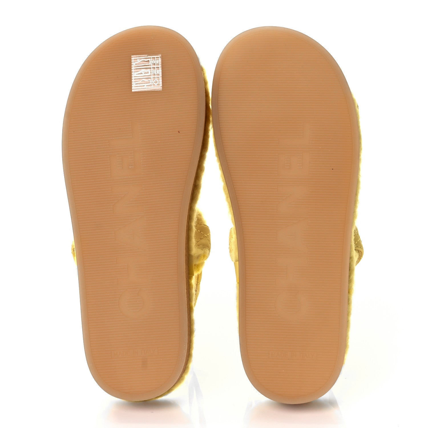 Chanel Cord Lambskin Quilted Logo Sandals 37 Yellow 5 of 8