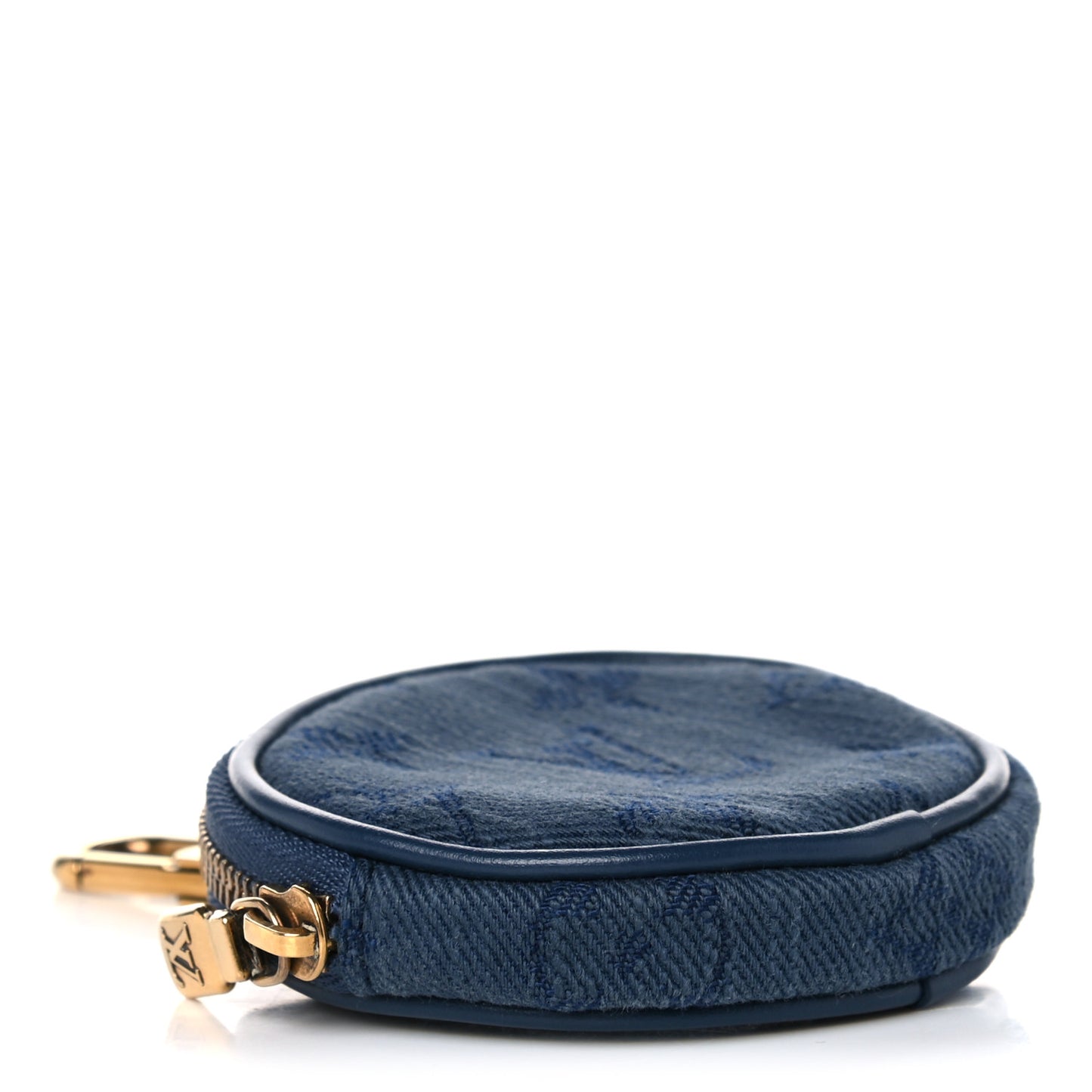 Monogram Denim Round Coin Purse Navy