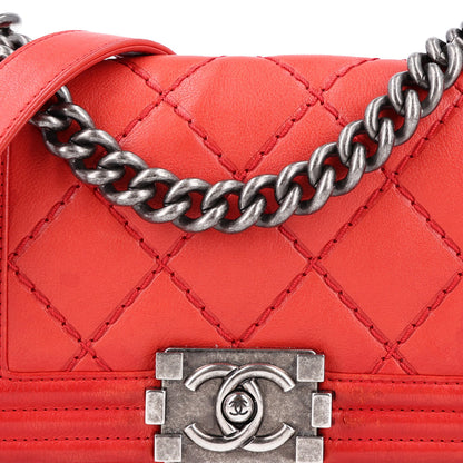 Chanel Calfskin Double Stitch Small Boy Flap Red 8 of 10
