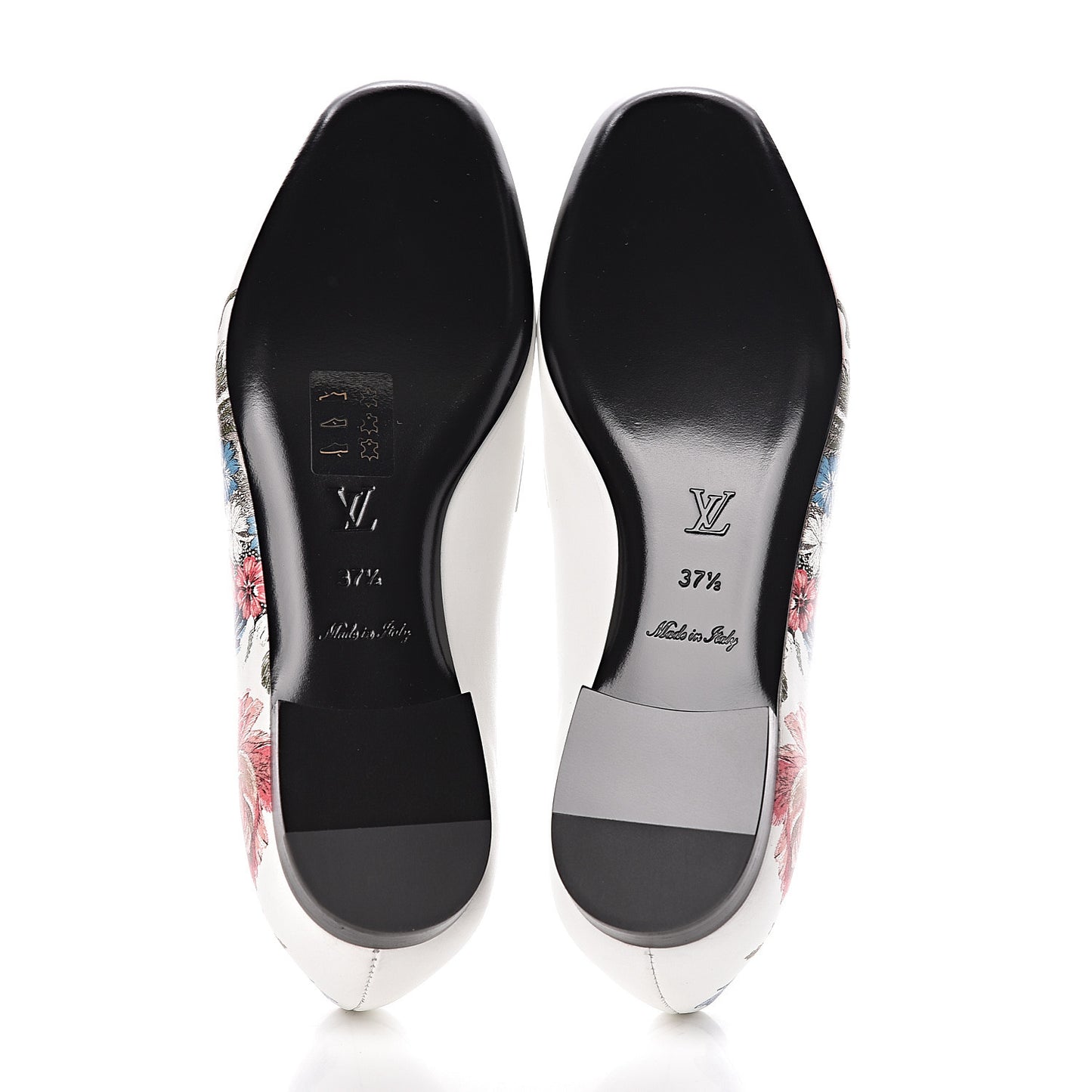 Calfskin Upper Case Flat Flowers Loafer 37.5 White Multicolor
