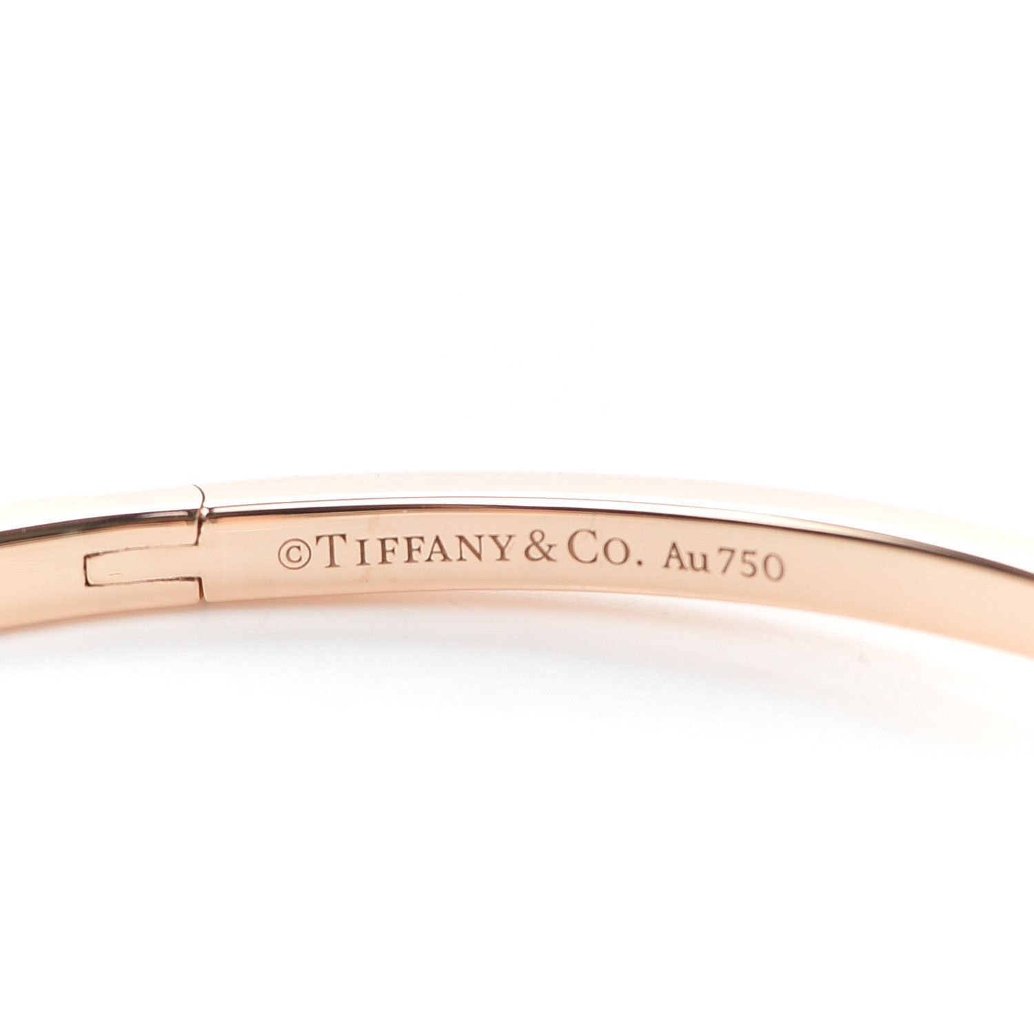 Tiffany 18K Rose Gold Narrow T T1 Hinged Bangle Bracelet 5 of 6