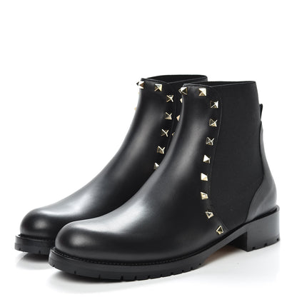 Valentino Garavani Calfskin Rockstud Beatle Chelsea 20mm Ankle Boots 41 Black 3 of 9