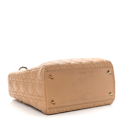 Christian Dior Lambskin Cannage Medium Lady Dior Beige 3 of 12