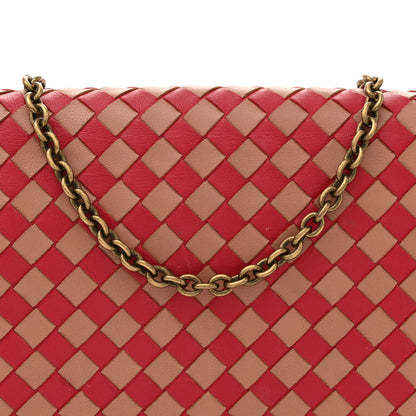 Bottega Veneta Nappa Intrecciato Checker Chain Wallet Beige Red 8 of 15