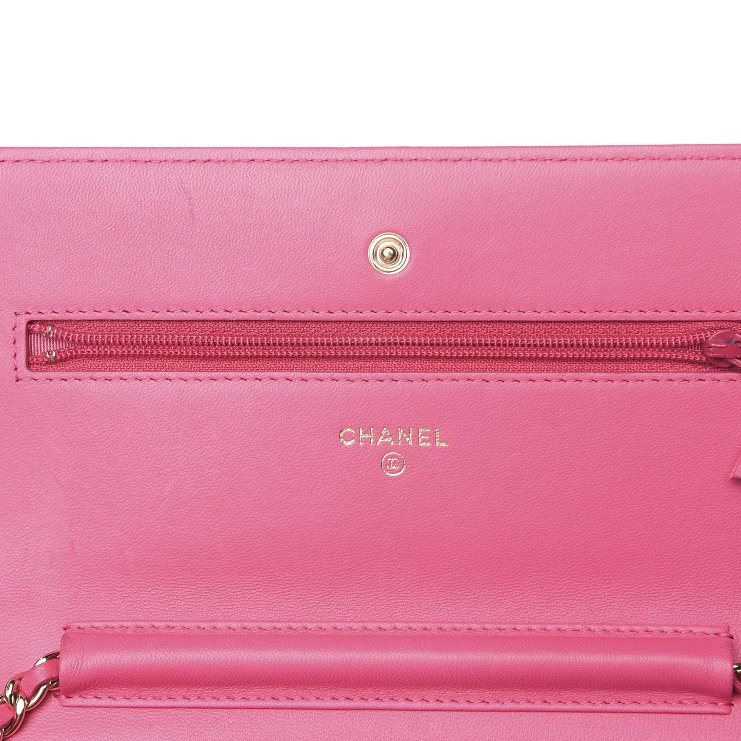 Lambskin Quilted Wallet On Chain WOC Pink