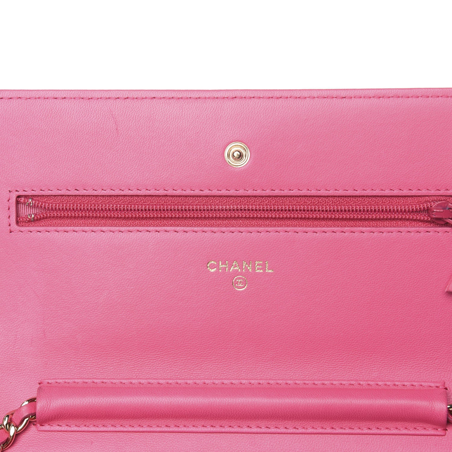 Chanel Lambskin Quilted Wallet On Chain WOC Pink 9 of 13