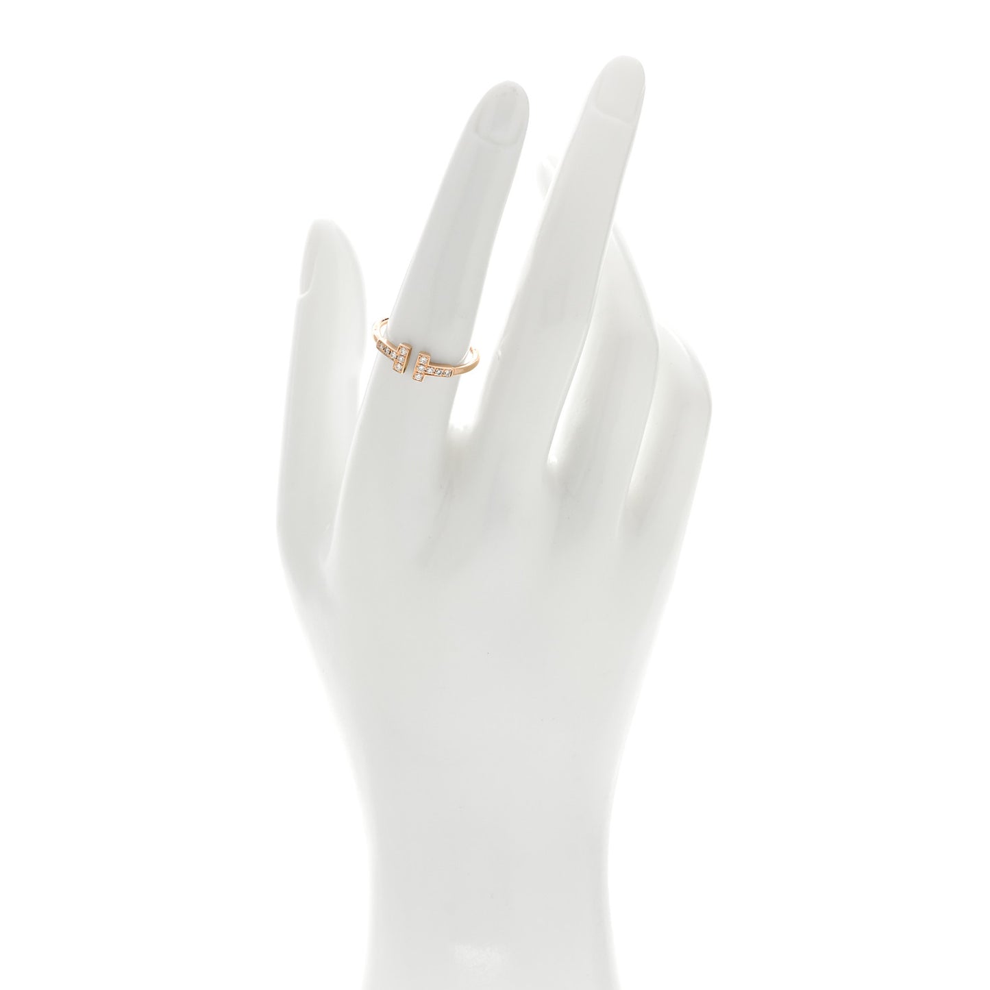18K Rose Gold Diamond T Wire Ring 54 7