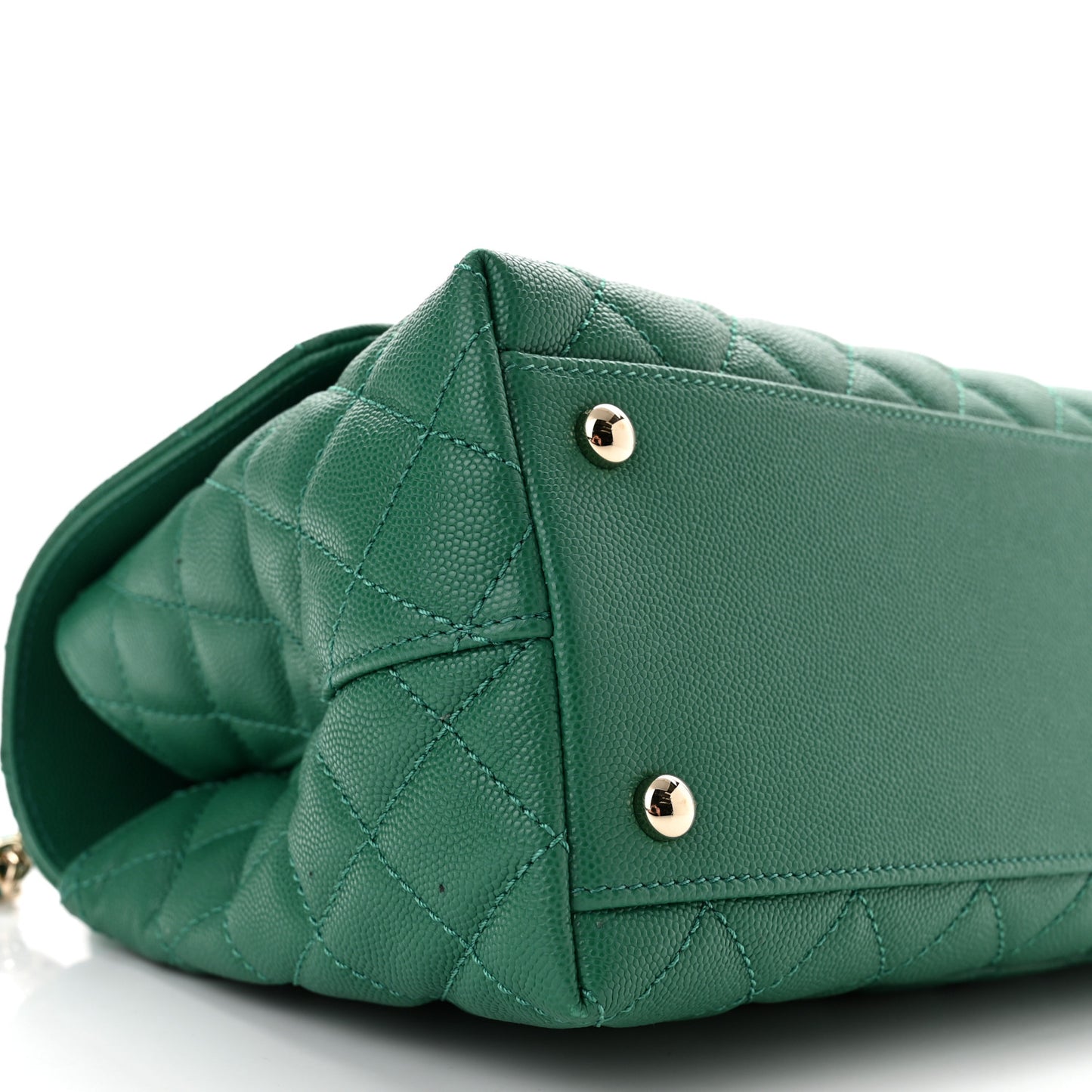 Caviar Quilted Small Coco Handle Flap Green