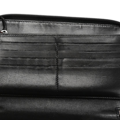 Chanel Lambskin Camellia Embossed Zip Around Organizer Wallet Black 10 of 16