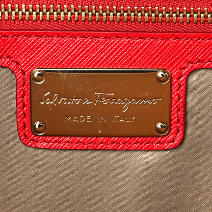 Salvatore Ferragamo Calfskin Vara Rainbow Wallet On Chain Red 6 of 9