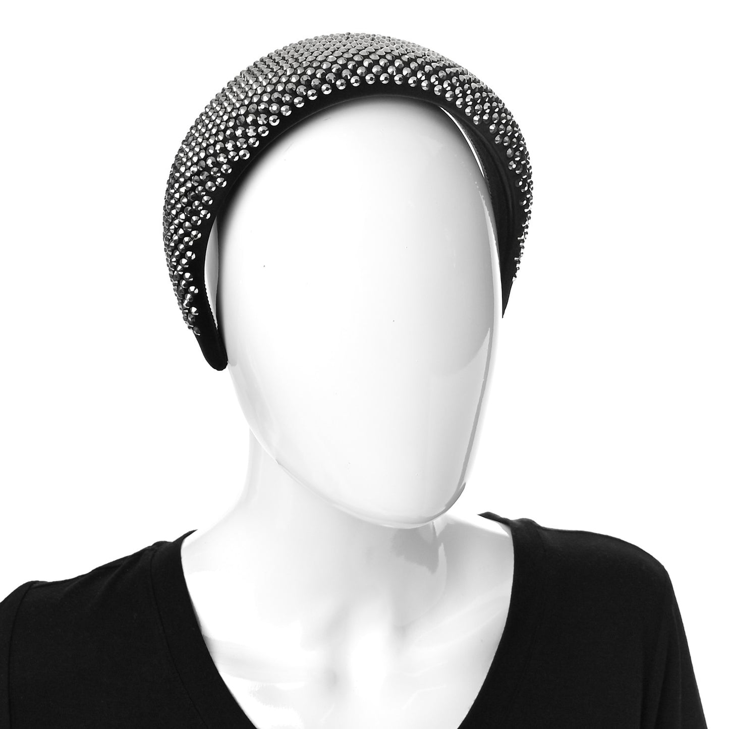 Satin Crystal Embellished Headband Metal