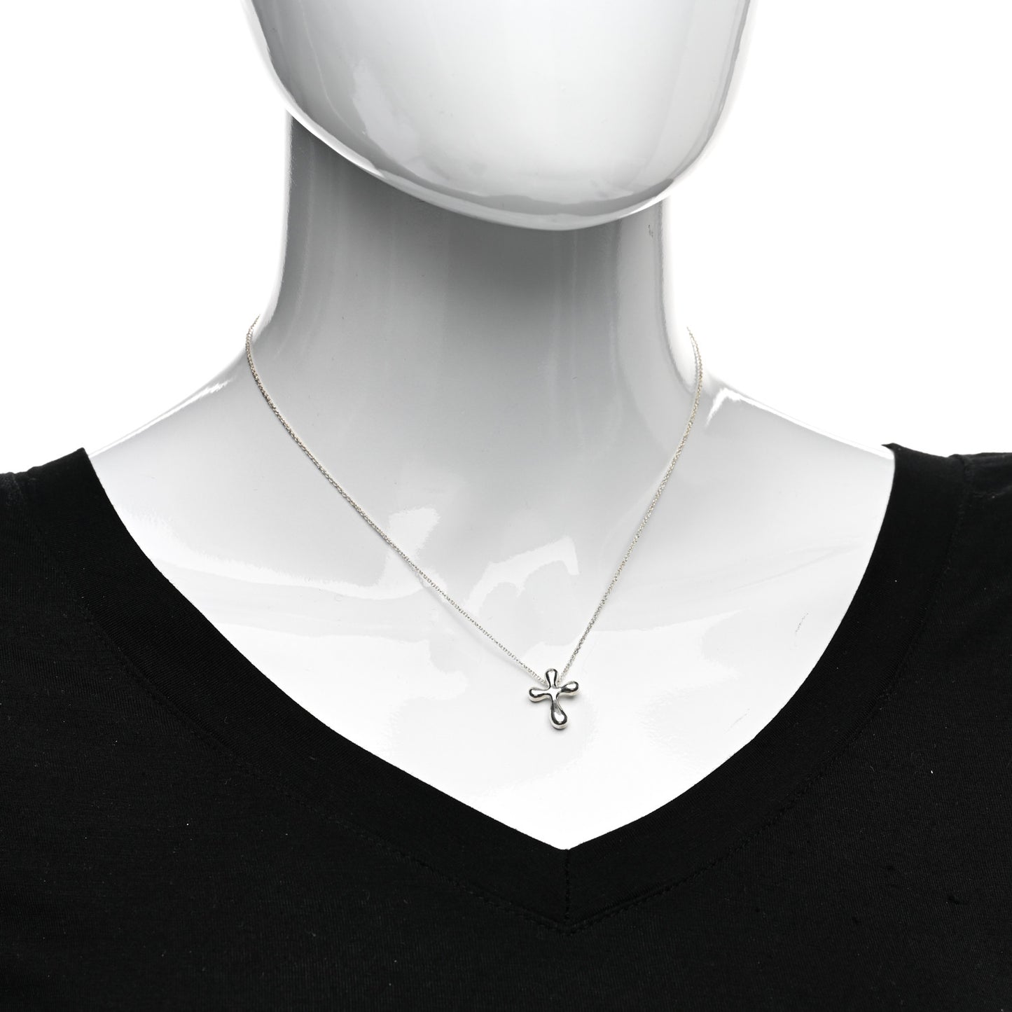 Sterling Silver 16mm Elsa Peretti Cross Pendant Necklace